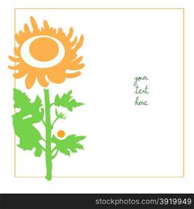 Chrysanthemum minimal card illustration, one element composition with simple frame over white