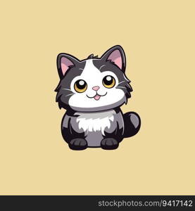 chubby black cat vector illustration