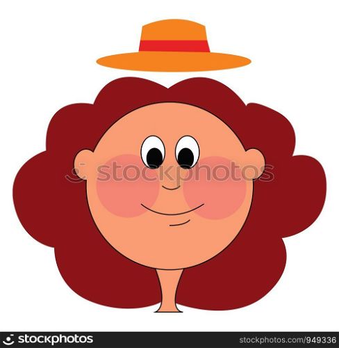 Chubby girl with red hear and hat vector illustration
