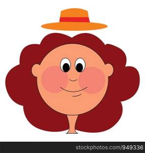 Chubby girl with red hear and hat vector illustration