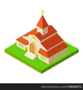 Church architecture icon. Isometric illustration of church architecture vector icon for web. Church architecture icon, isometric style