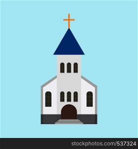 Church architecture landmark christianity tower icon. Simple vintage god building vector