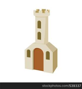 Church building icon in cartoon style on a white background. Church building icon, cartoon style