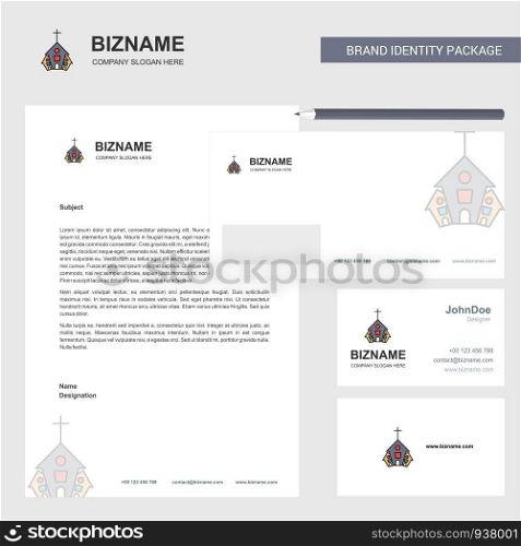 Church Business Letterhead, Envelope and visiting Card Design vector template