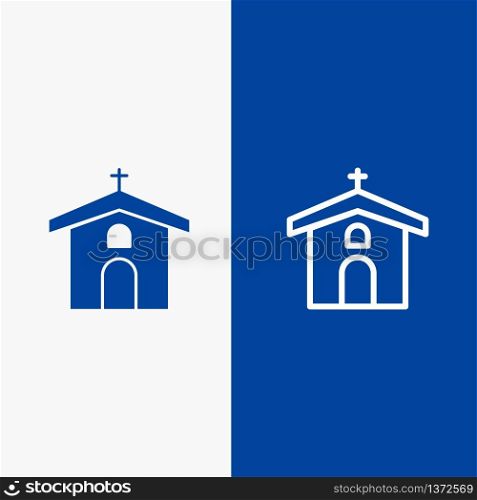 Church, Celebration, Christian, Cross, Easter Line and Glyph Solid icon Blue banner Line and Glyph Solid icon Blue banner