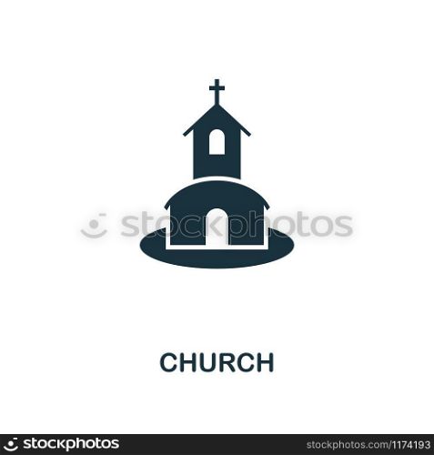 Church creative icon. Simple element illustration. Church concept symbol design from honeymoon collection. Can be used for mobile and web design, apps, software, print.. Church creative icon. Simple element illustration. Church concept symbol design from honeymoon collection. Perfect for web design, apps, software, print.