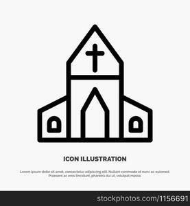 Church, House, Easter, Cross Line Icon Vector