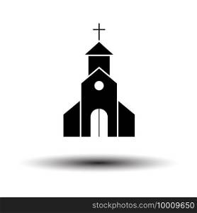 Church Icon. Black on White Background With Shadow. Vector Illustration.