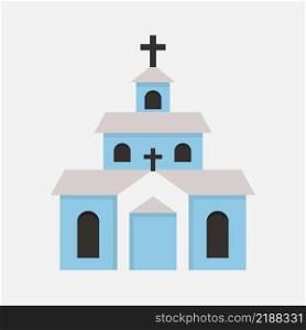 Church icon.Church building silhouette with cross. Catholic holy symbol. Vector illustration.. Church icon.Church building silhouette with cross.