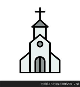 Church Icon. Editable Bold Outline With Color Fill Design. Vector Illustration.