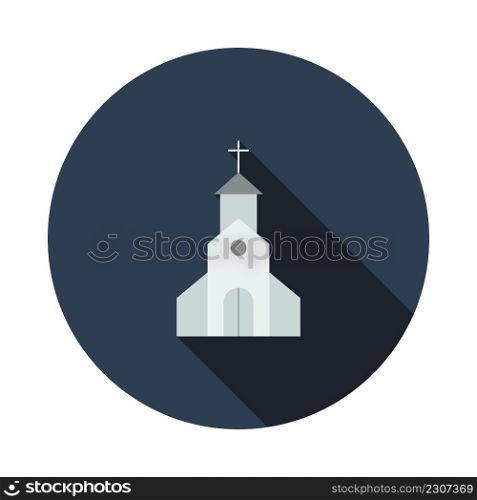 Church Icon. Flat Circle Stencil Design With Long Shadow. Vector Illustration.