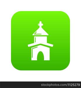 Church icon green vector isolated on white background. Church icon green vector