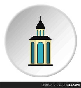 Church icon in flat circle isolated vector illustration for web. Church icon circle