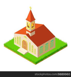 Church icon. Isometric illustration of church vector icon for web. Church icon, isometric style