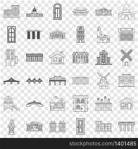Church icons set. Outline style of 36 church vector icons for web for any design. Church icons set, outline style
