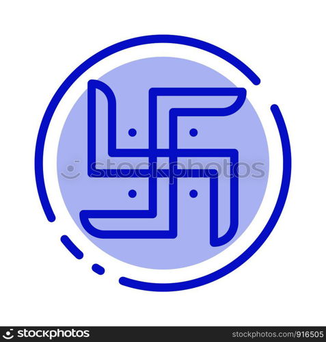 Church, Indian, Pray, Religion Blue Dotted Line Line Icon