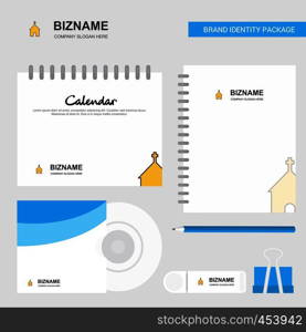 Church Logo, Calendar Template, CD Cover, Diary and USB Brand Stationary Package Design Vector Template