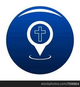 Church map pointer icon vector blue circle isolated on white background . Church map pointer icon blue vector