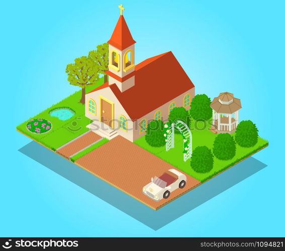 Church ritual concept banner. Isometric banner of church ritual vector concept for web, giftcard and postcard. Church ritual concept banner, isometric style