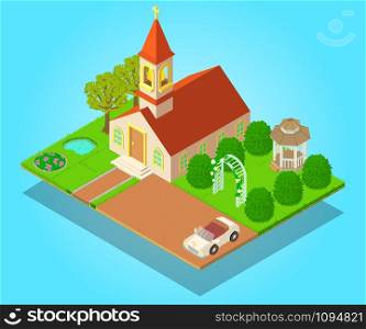 Church ritual concept banner. Isometric banner of church ritual vector concept for web, giftcard and postcard. Church ritual concept banner, isometric style