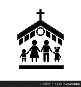 Church Stick Figure. Figures of people. People go to church family. The family attends church. Symbols of people.