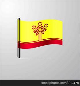 Chuvashia waving Shiny Flag design vector