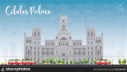Cibeles Palace (Palacio de Cibeles), Madrid, Spain. It was home to the Postal and Telegraphic Museum until 2007. Vector illustration