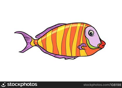 cichlid aquarium fish. Isolated on white background. Pop art retro vector illustration. Isolated cichlid aquarium fish