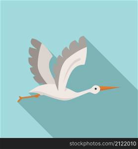Ciconiidae stork icon flat vector. Baby bird. Fly crane. Ciconiidae stork icon flat vector. Baby bird