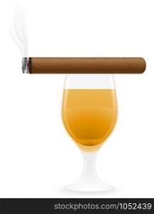 cigar and alcoholic drinks vector illustration isolated on white background