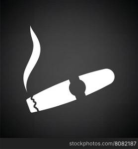 Cigar icon. Black background with white. Vector illustration.