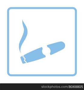 Cigar icon. Blue frame design. Vector illustration.