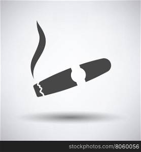 Cigar icon on gray background with round shadow. Vector illustration.