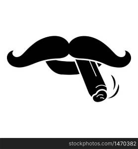 Cigar in mouth mustache icon. Simple illustration of cigar in mouth mustache vector icon for web design isolated on white background. Cigar in mouth mustache icon, simple style