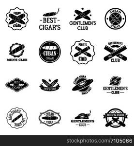 Cigar logo set. Simple set of cigar vector logo for web design on white background. Cigar logo set, simple style