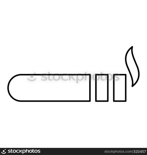 Cigar with smoke Luxury Havana cigar Smoking cigar concept icon black color outline vector illustration flat style simple image. Cigar with smoke Luxury Havana cigar Smoking cigar concept icon black color outline vector illustration flat style image