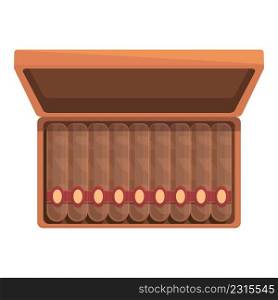 Cigar wood pack icon cartoon vector. Cigarette smoke. Box nicotine. Cigar wood pack icon cartoon vector. Cigarette smoke