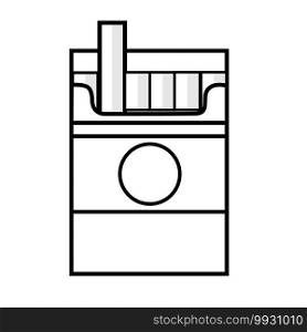 cigarette box line icon on white background. flat style. cigarette sign. open cigarettes pack box symbol. flat style.