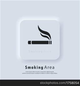 Cigarette icon. Smoking area symbol. Cigarette smokers zone, smoking permitted. Vector. UI icon. Neumorphic UI UX white user interface web button.
