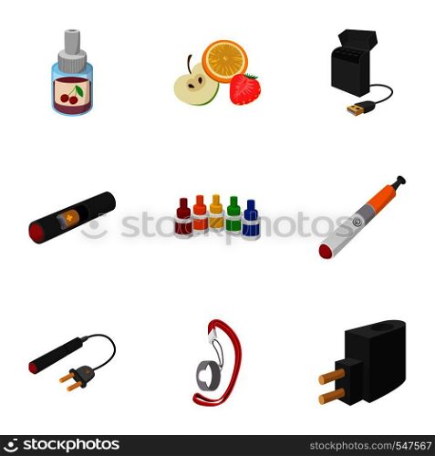 Cigarette icons set. Cartoon illustration of 9 cigarette vector icons for web. Cigarette icons set, cartoon style