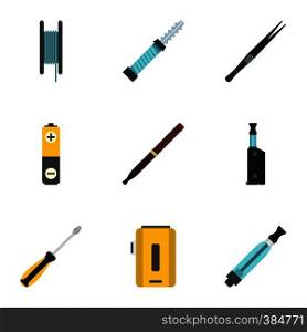 Cigarette icons set. Flat illustration of 9 cigarette vector icons for web. Cigarette icons set, flat style