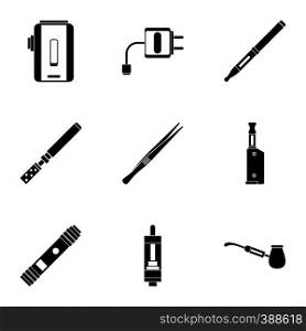 Cigarette icons set. Simple illustration of 9 cigarette vector icons for web. Cigarette icons set, simple style