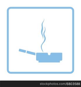 Cigarette in an ashtray icon. Blue frame design. Vector illustration.