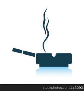 Cigarette in an ashtray icon. Shadow reflection design. Vector illustration.