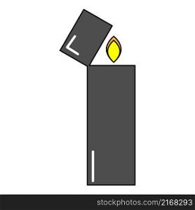 Cigarette lighter icon. Gray symbol. Fire sign. Outline element. Isolated object. Vector illustration. Stock image. EPS 10.. Cigarette lighter icon. Gray symbol. Fire sign. Outline element. Isolated object. Vector illustration. Stock image.