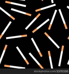 Cigarette seamless on black background - vector