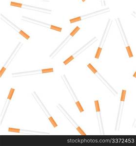 Cigarette seamless on white background - vector