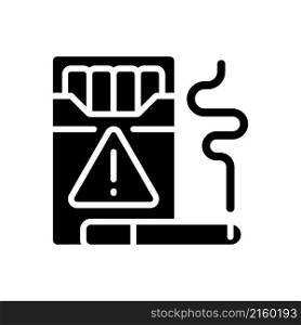 Cigarette smuggling black glyph icon. Illegal tobacco trade. Cigars trafficking. Criminal distribution. International buttlegging. Silhouette symbol on white space. Vector isolated illustration. Cigarette smuggling black glyph icon
