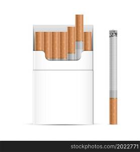 Cigarettes box package mockup template isolated on white background, vector illustration