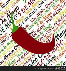 Cinco de Mayo. Concept of the event. Jalapeno pepper on the background of the text. Cinco de Mayo. Jalapeno pepper on the background of the text
